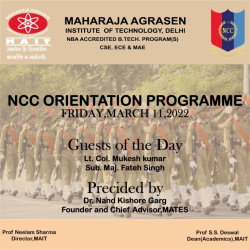 NCC Orientation Programme (11 March 2022) MAIT